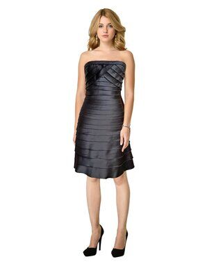 BCBG MAXAZARIA Black Satin Strapless Dress Knee Length Sheath Size XS